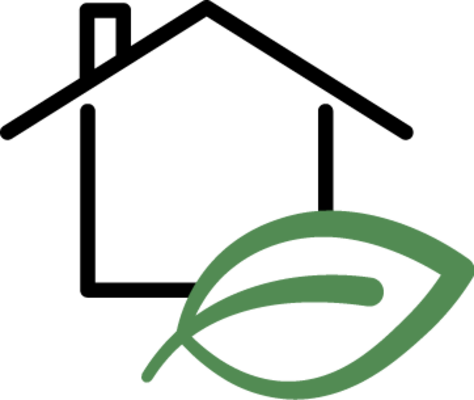 Haus-Icon mit Blatt – energieeffizienter Gewerbebau