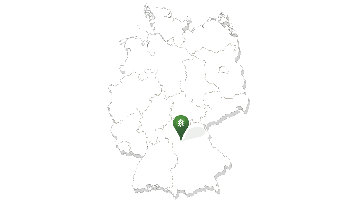 Anfahrt zur Zimmerei Heinlein in Neustadt/Aisch Karte von Deutschland mit markiertem Standort der Zimmerei Heinlein in Neustadt an der Aisch